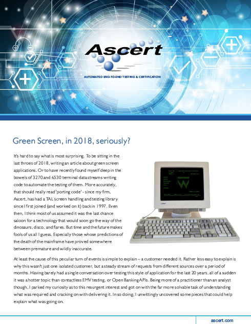 Green Screen Testing Ascert